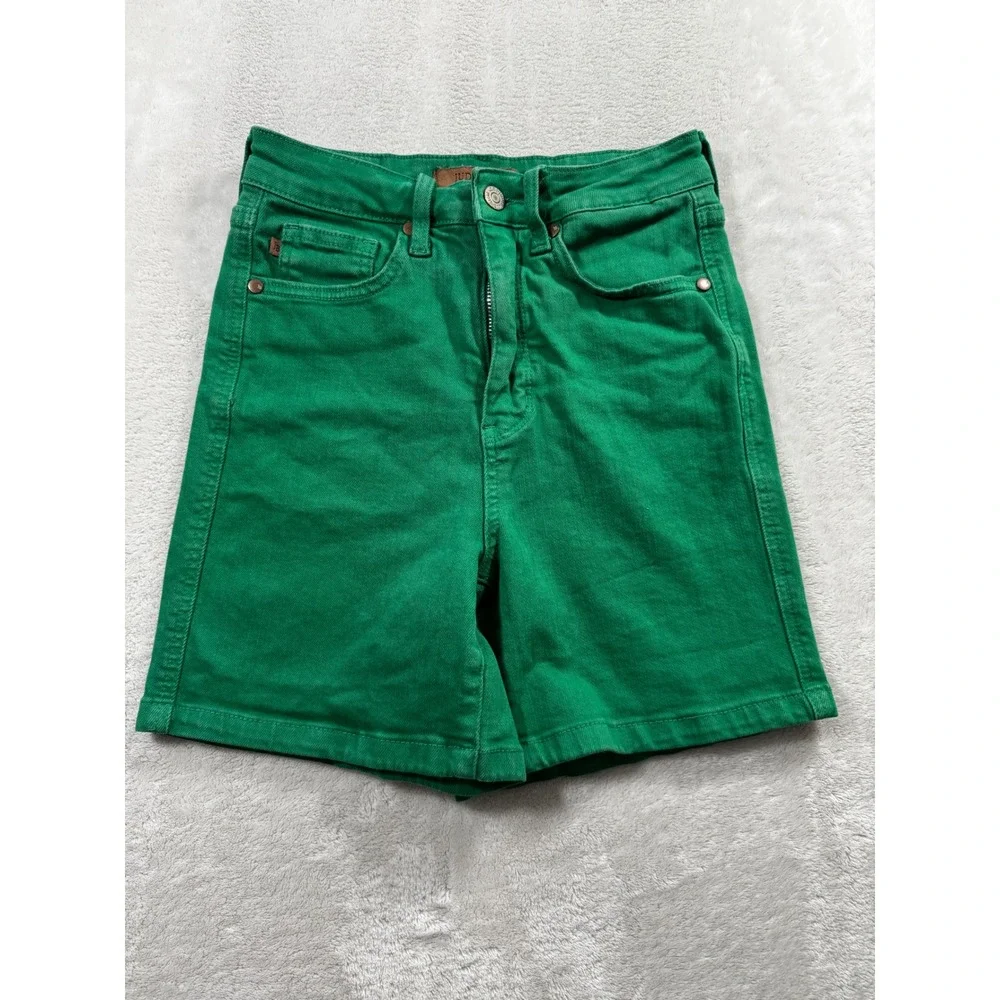 Judy Blue Womens Garment Dyed High Rise Green Denim Shorts S Meas: 23x5